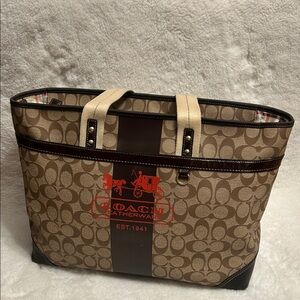 Coach Brown and Black Signature Tote